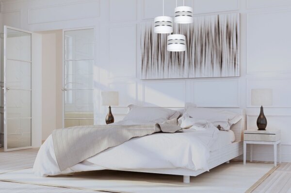 Lampadario a sospensione con filo CORAL 3xE27/60W/230V bianco/cromo diametro 45 cm