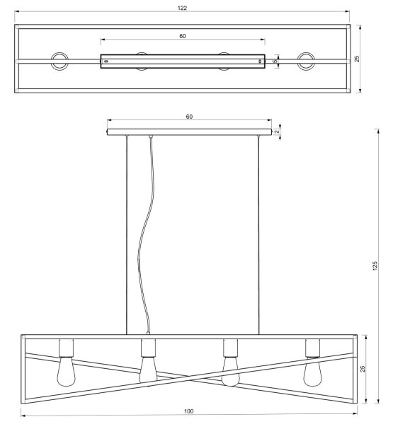 Lampadario a sospensione con filo GOTE 4xE27/60W/230V