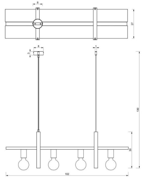 Lampadario a sospensione con filo SHELF 4xE27/60W/230V