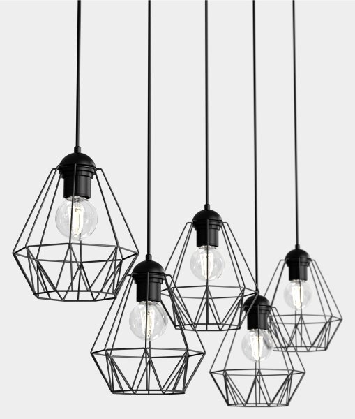 Lampadario su corda BERGEN 5xE27/60W/230V nero