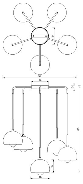 Lampadario a sospensione con filo COOL 5xE27/60W/230V