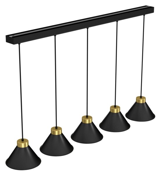Lampadario su corda DEMET 5xE27/60W/230V nero/dorato