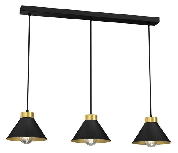 Lampadario su corda DEMET 3xE27/60W/230V nero/dorato