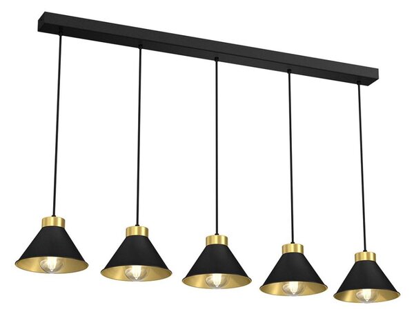 Lampadario su corda DEMET 5xE27/60W/230V nero/dorato