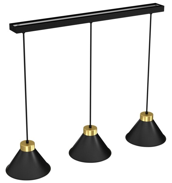 Lampadario su corda DEMET 3xE27/60W/230V nero/dorato