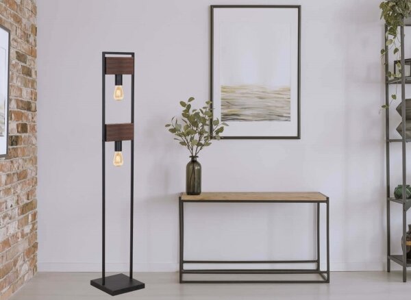 Klausen 107002 - Lampada da terra HARD 2xE27/11W/230V legno/nero