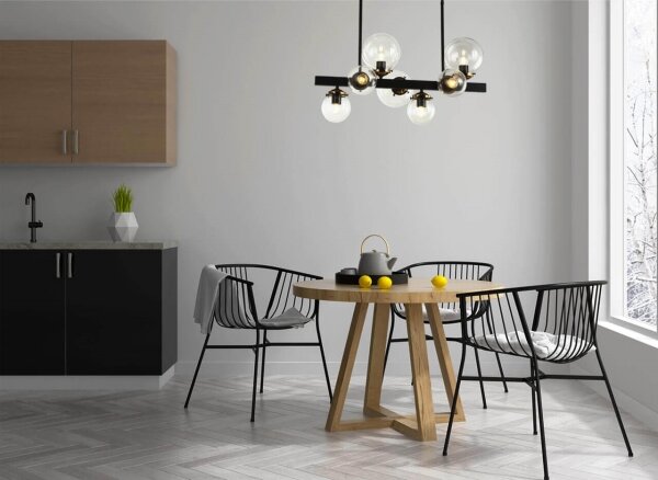 Klausen 106003 - Lampadario on a pole HYPERION 7xE27/7W/230V nero/clear