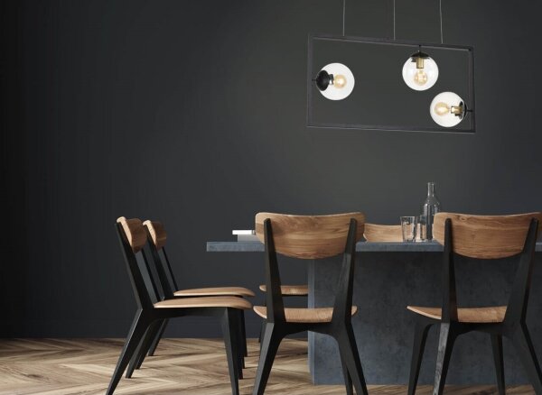 Klausen 103002 - Lampadario a sospensione con filo REY 3xE27/7W/230V nero