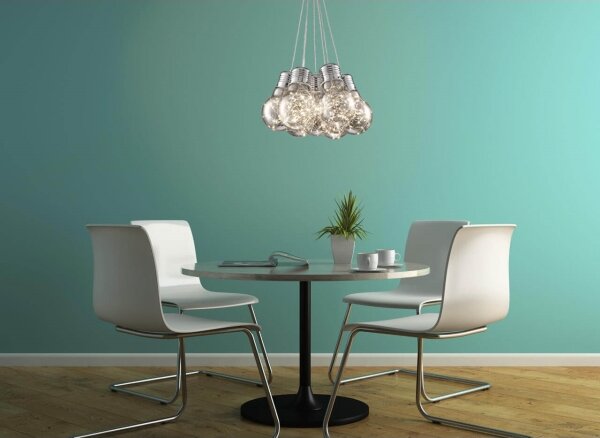 Klausen 142008 - Lampadario LED a sospensione con filo BULBS LED/30W/230V cromo lucido