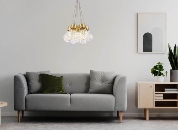 Klausen 142007 - Lampadario LED a sospensione con filo BULBS LED/30W/230V oro