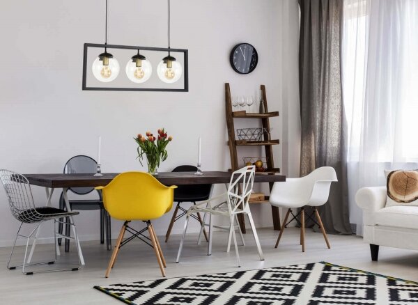 Klausen 113000 - Lampadario a sospensione con filo REY 3xE27/7W/230V nero