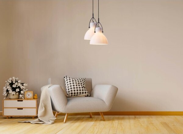 Klausen 111028 - Lampadario a sospensione con filo RACK 1xE27/11W/230V bianco/nero