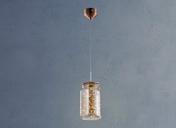 Klausen 142029 - Lampadario LED a sospensione con filo JAR LED/5W/230V rame/legno