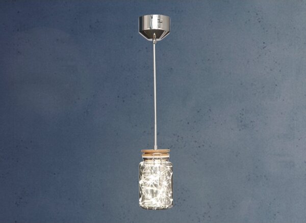 Klausen 142030 - Lampadario LED a sospensione con filo SHOCK LED/5W/230V cromo lucido/legno