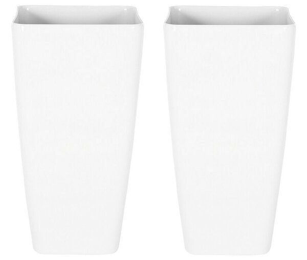 Set di 2 vasi per piante moderno Bianco 30 x 30 x 57 cm interni ed esterni per tutte le stagioni Beliani