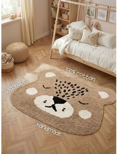 Tappeto per bambini marrone chiaro in cotone lavabile/tessuto a mano 93x120 cm Snuggle Bea – Hanse Home