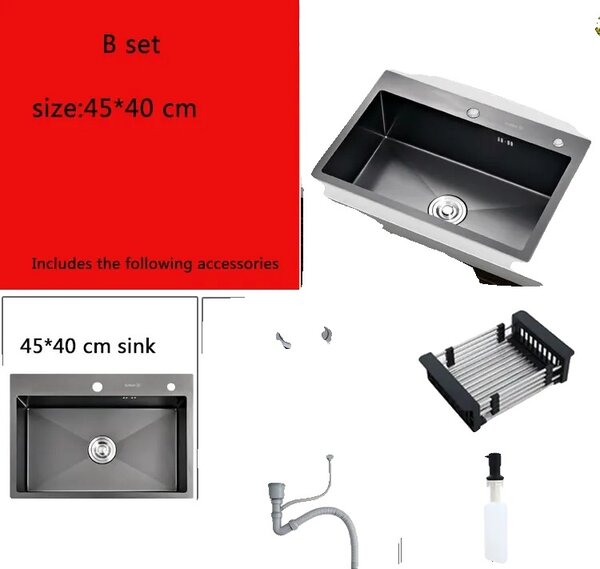 Lavello, montaggio a incasso, materiale in acciaio inossidabile, set B