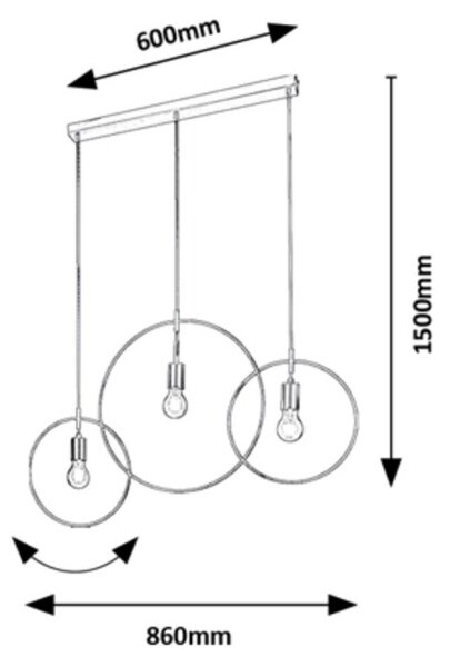 Rabalux 72019 - Lampadario a cavo DILARA 3xE27/40W/230V