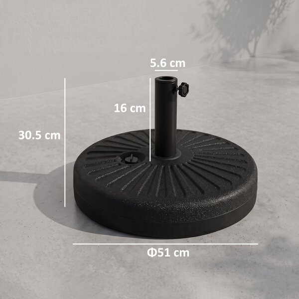 Outsunny Base per Ombrellone da Giardino con Palo Centrale Φ3.8cm e 4.8cm, HDPE Nero|Aosom