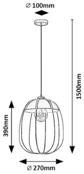 Rabalux 72024 - Lampadario a sospensione con filo SVENS 1xE27/60W/230V nero/blu