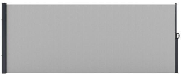 Outsunny Tenda Laterale Retrattile 400x160 cm con Maniglia, in Metallo, Alluminio e Poliestere, Grigio Chiaro