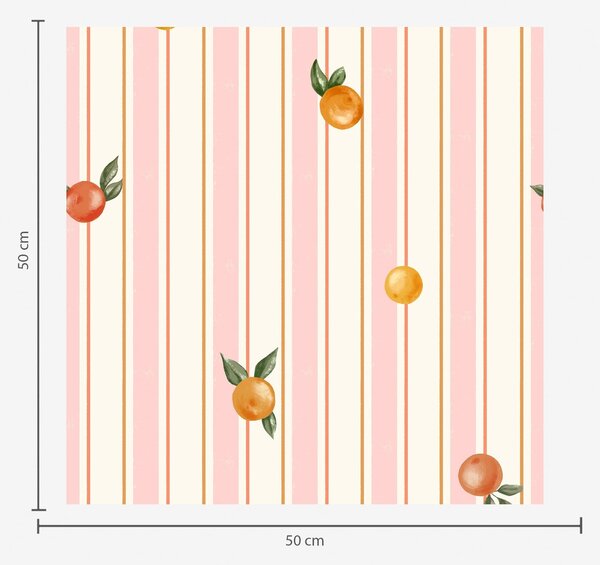 Carta da parati Frutta arancione su strisce rosa e color crema, Parati geometrica classici, Parati geometrica a righe classici, a01263v4 : Uwalls.it