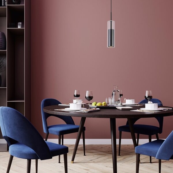Rabalux 72047 - Lampadario a sospensione con filo KALEVI 1xGU10/50W/230V limpido/nero