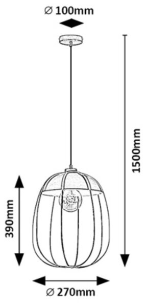 Rabalux 72034 - Lampadario a sospensione con filo SVENS 1xE27/60W/230V nero/arancione