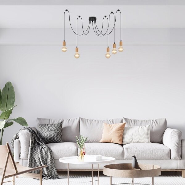Rabalux 72075 - Lampadario DOLLIEN 5xE27/60W/230V, design ragno, faggio