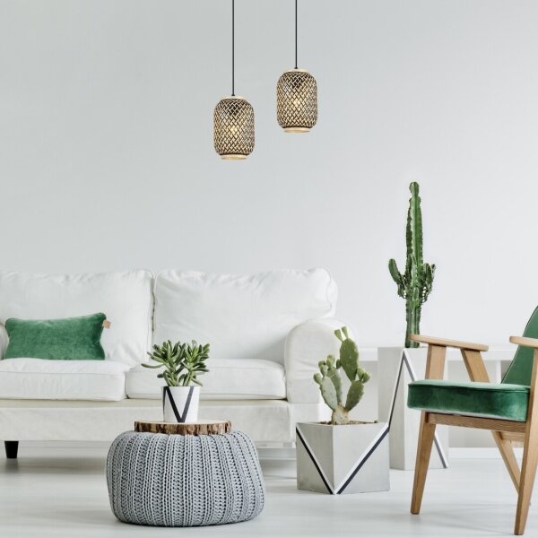 Rabalux 72091 - Lampadario ADALLA 1xE27/40W/230V in rattan su cavo