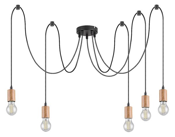 Rabalux 72075 - Lampadario DOLLIEN 5xE27/60W/230V, design ragno, faggio