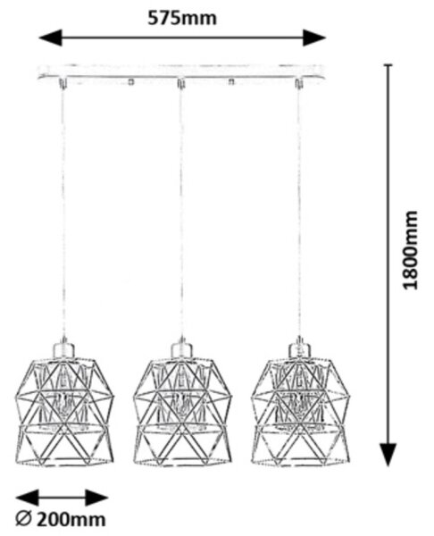Rabalux 72113 - Lampadario a cavo EMRYS 3xE27/40W/230V