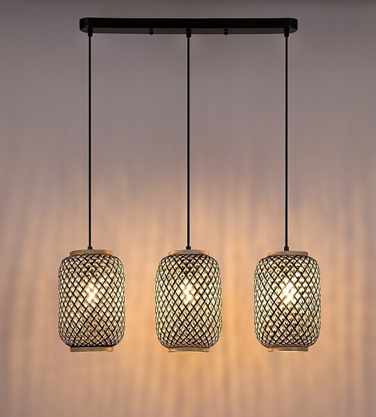 Rabalux 72093 - Lampadario ADALLA 3xE27/40W/230V in rattan su cavo