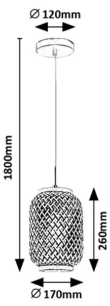 Rabalux 72091 - Lampadario ADALLA 1xE27/40W/230V in rattan su cavo