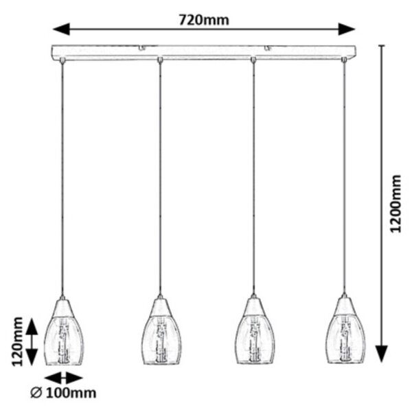 Rabalux 72184 - Lampadario a sospensione con filo ILMARI 4xE27/15W/230V