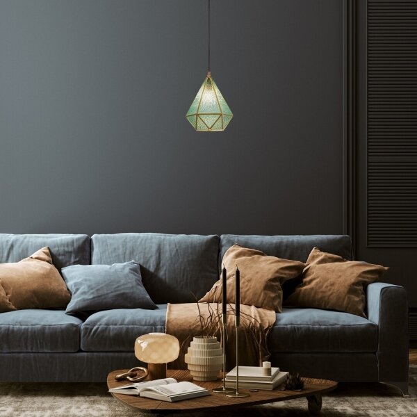 Rabalux 72244 - Lampadario a sospensione con filo NORAH 1xE14/40W/230V blu/oro