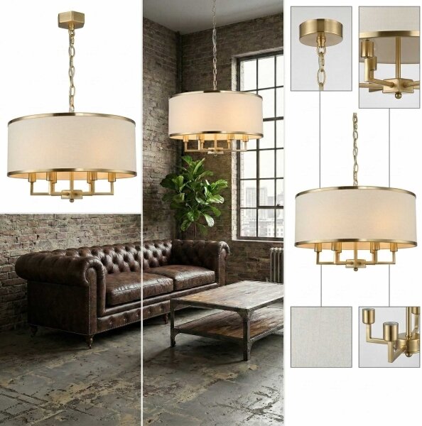 Open Design OR80230 - Lampadario a catena CASA 6xE14/15W/230V crema/ottone