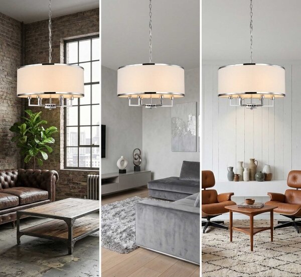 Open Design OR80209 - Lampadario a catena CASA 3xE14/12W/230V crema/cromo lucido