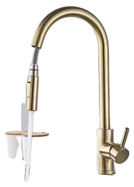 Rubinetto da cucina, con funzione spray estraibile, comando monoleva, colore: blu intenso