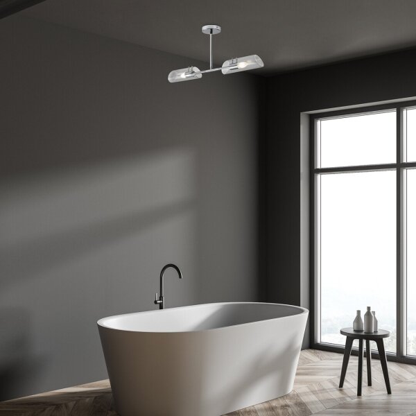 Rabalux 75030 - Lampadario da bagno a sospensione con supporto rigido TEODORO 2xE14/12W/230V IP44 cromo