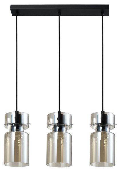 Lampada a sospensione NIVIO nera 3xE27x15W in vetro, dimensioni: 122,5x50x10 cm, IP20, Light Prestige