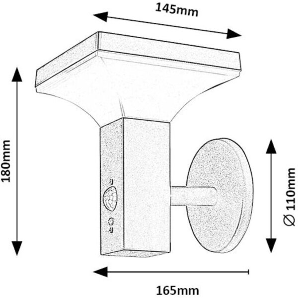 Rabalux 77044 - Lampada solare da parete GELEEN LED/4W/230V IP44 nero