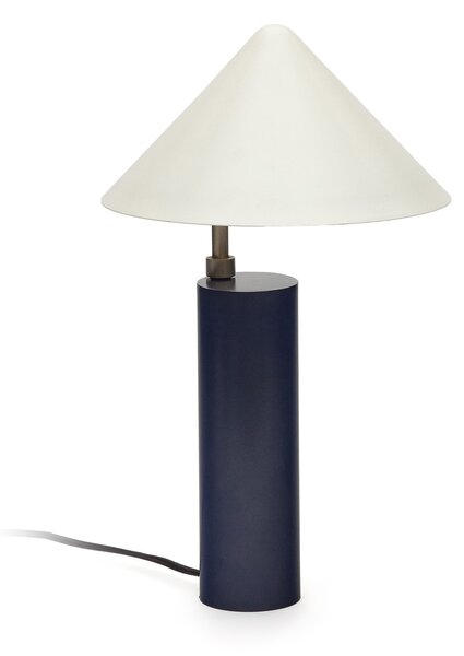 Lampada da tavolo Shiva in metallo verniciato blu e bianco 25 cm con  adattatore UK