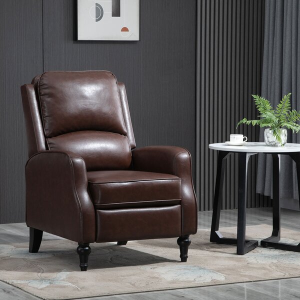 HOMCOM Poltrona Reclinabile con Poggiapiedi Estraibile in Similpelle e Piedini in Legno, Poltrona Relax Reclinabile, 73x86x104cm, Marrone| Aosom Italy