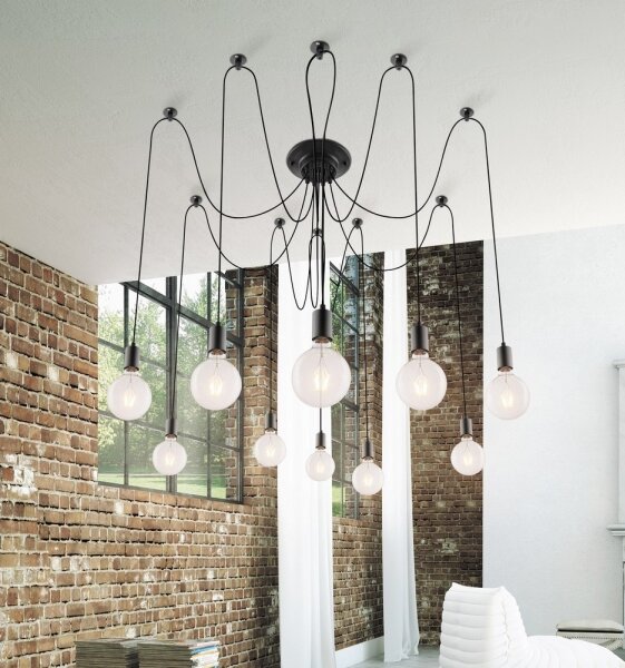 Rabalux 2224 - Lampadario CASPAR 10xE27/60W/230V nero