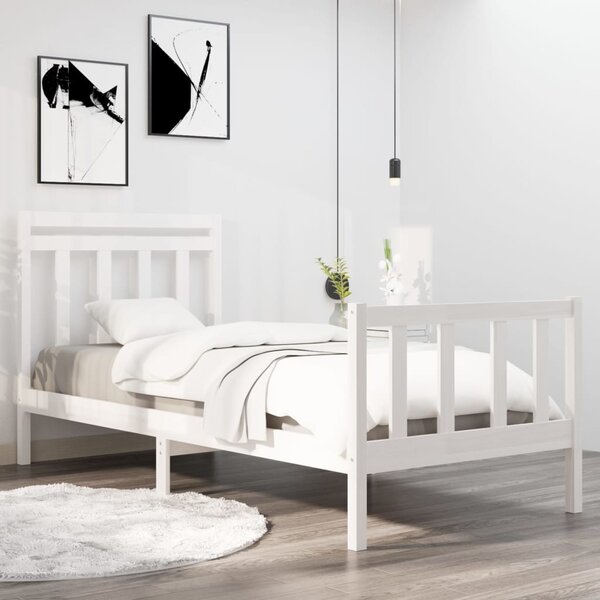 Letto singolo Moderno Struttura Letto Giroletto Bianco in Legno