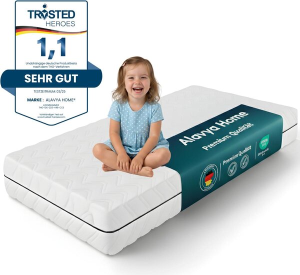 Alavya Home® Materasso per bambini 90 x 200 cm COZY PLUS in schiuma fredda 200x90x16 cm - Bianco