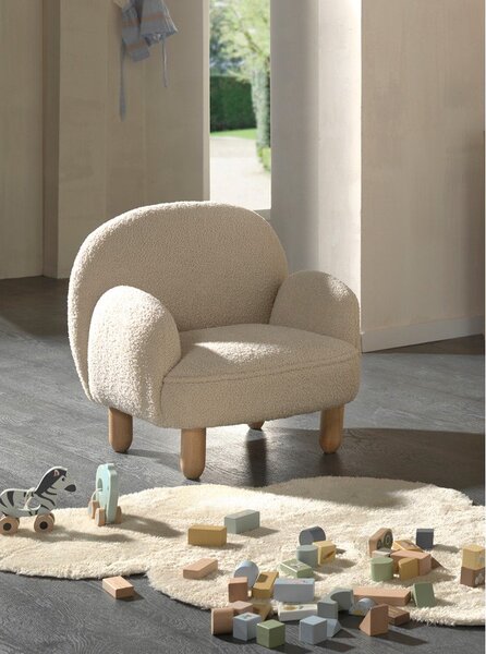 Poltrona per bambini beige con rivestimento in bouclé Rocky – Vipack