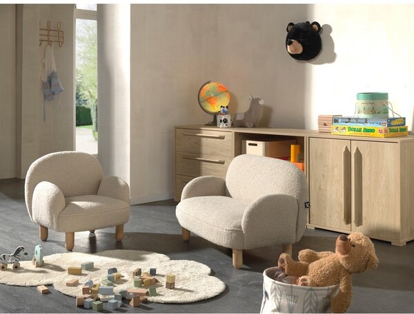 Poltrona per bambini beige con rivestimento in bouclé Rocky – Vipack