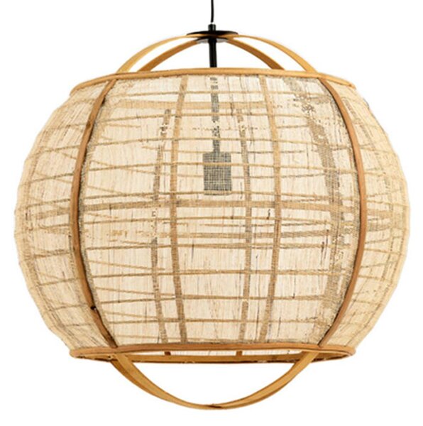 Lampada a sospensione - naturale - Reeva - bambù lino - Ø 50cm - E27 - 2972113 - Light & Living